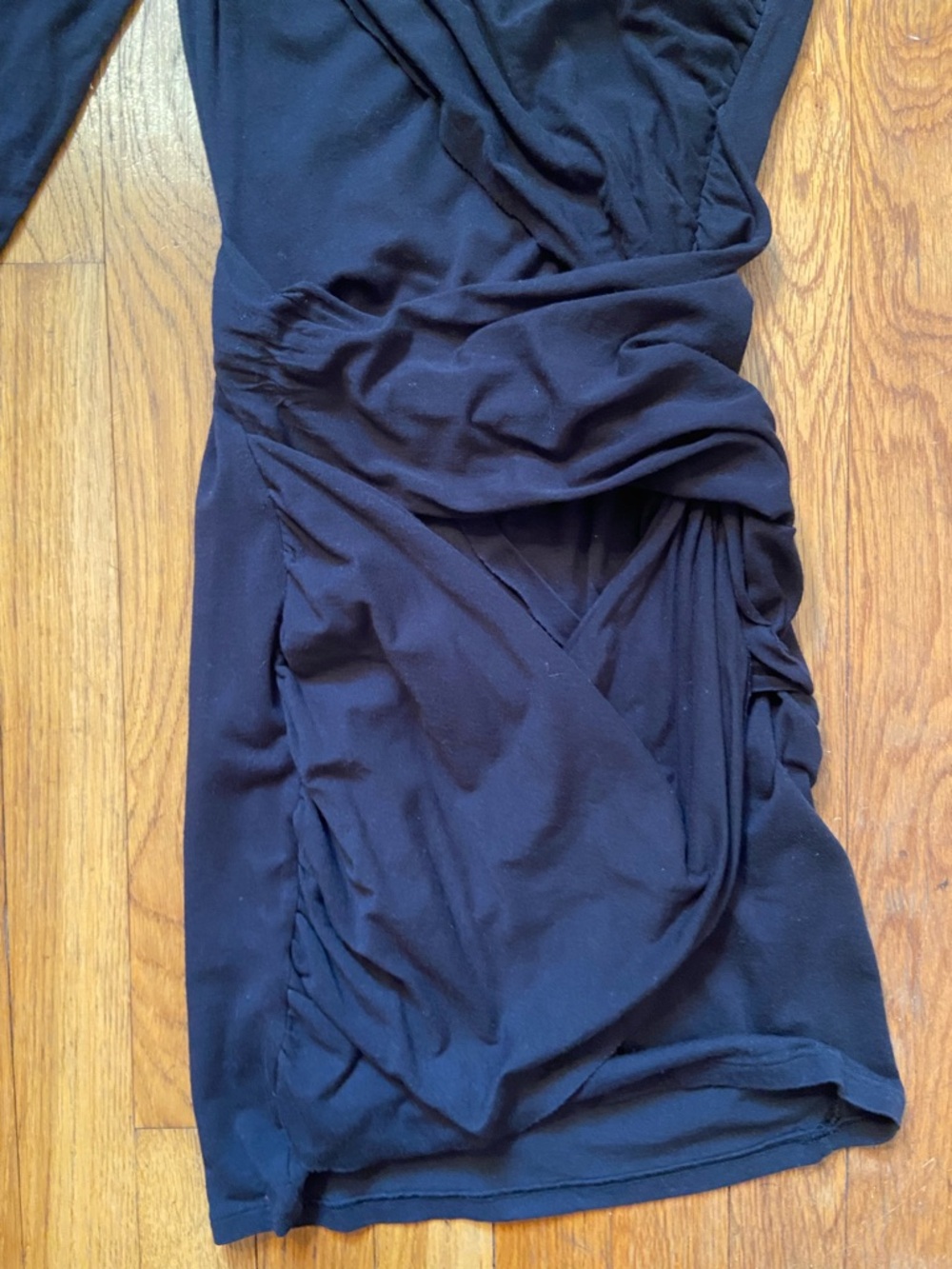 Weekday Black Ruched Mini Wrap-Style Dress - Picture 3 of 4